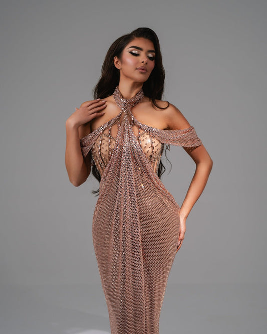 Ailene Rose Gold Dress with Stones - BLINI