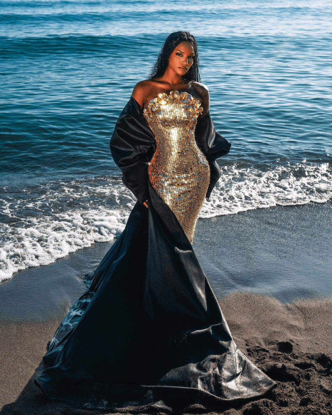 Alore Sleeveless Sequin Dess with Sea Deatails and Flowers - BLINI