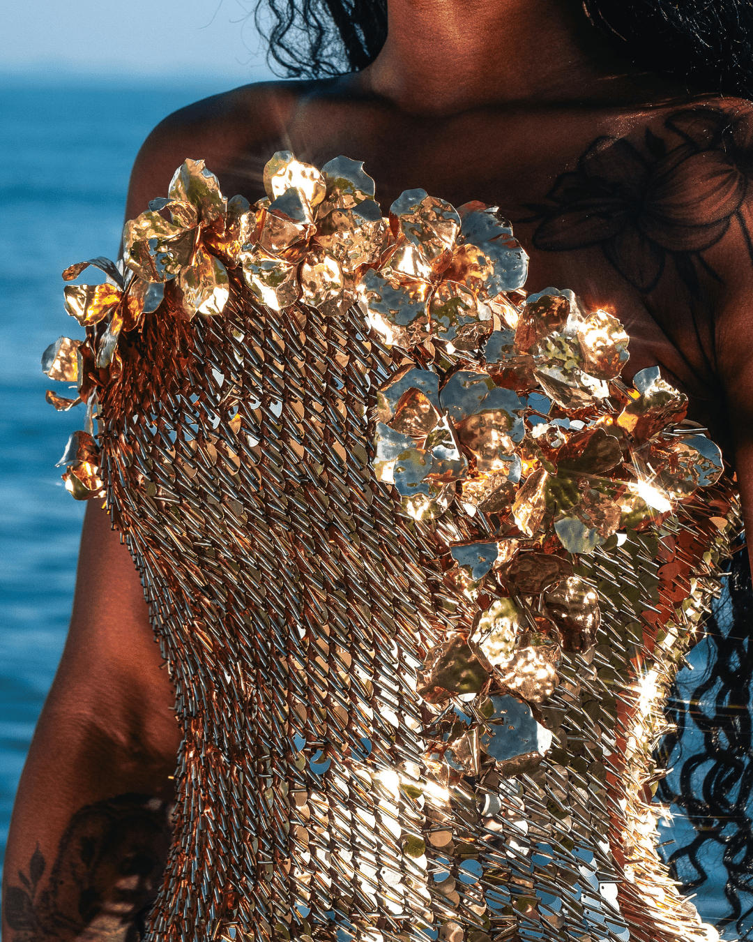 Alore Sleeveless Sequin Dess with Sea Deatails and Flowers - BLINI