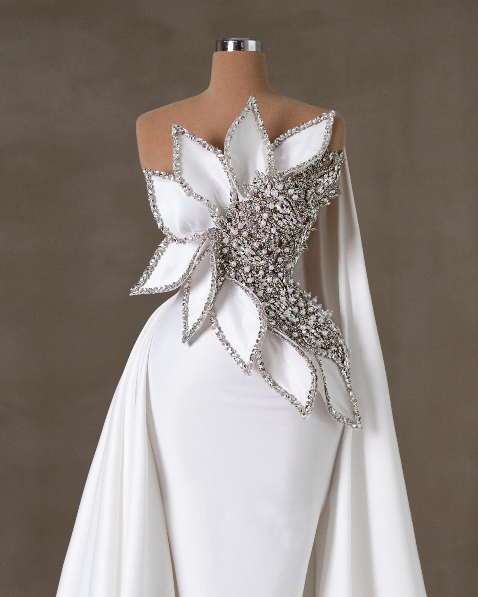 Amadea Sleeveless Bridal Dress Embellished with Crystals and Pearls - BLINI