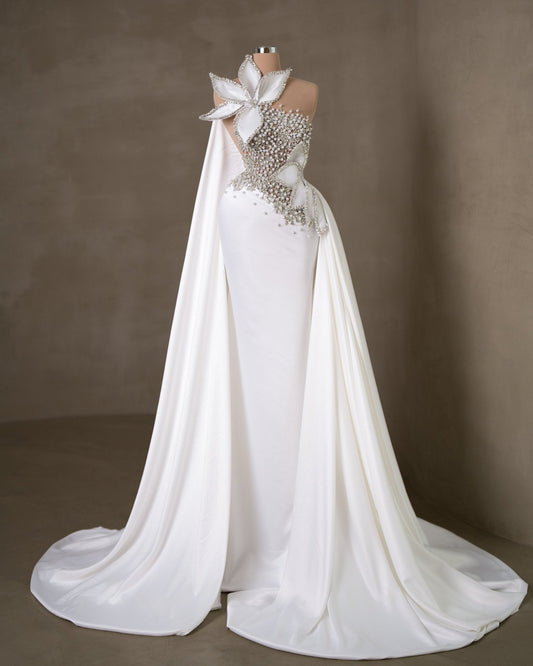 Amalia Sleeveless Bridal Dress Embellished with Crystals and Pearls - BLINI