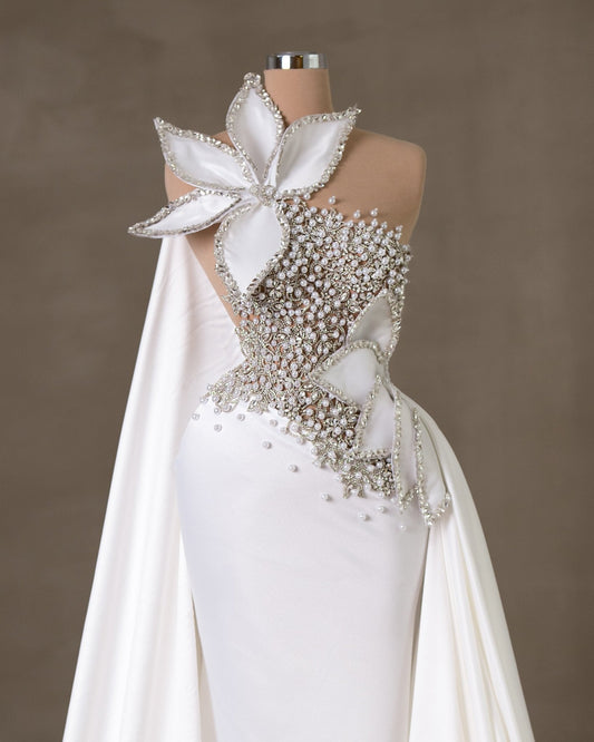 Amalia Sleeveless Bridal Dress Embellished with Crystals and Pearls - BLINI