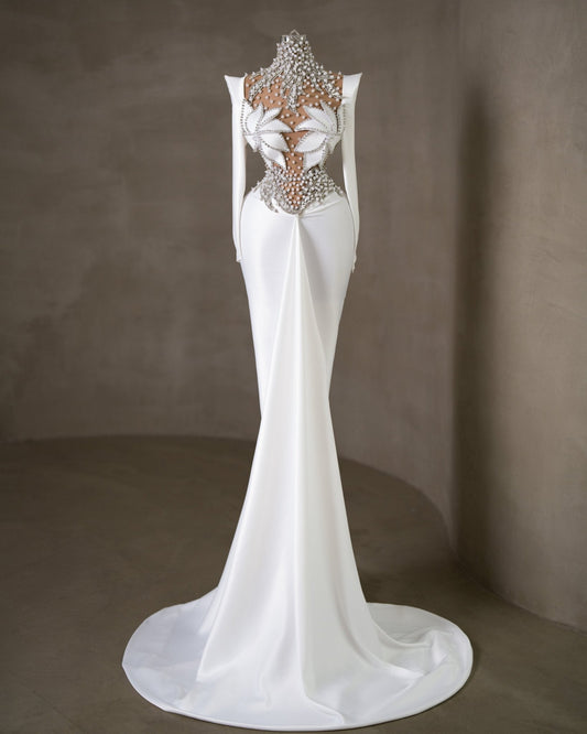 Amarissa Bridal Dress Embellished with Crystals and Pearls - BLINI