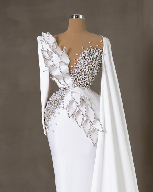Amarose Bridal Dress Embellished with Crystals and Pearls - BLINI