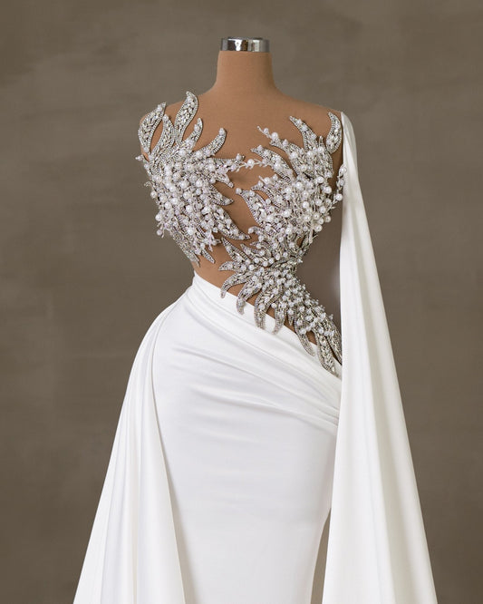 Amellia Bridal Dress Embellished with Crystals and Pearls - BLINI
