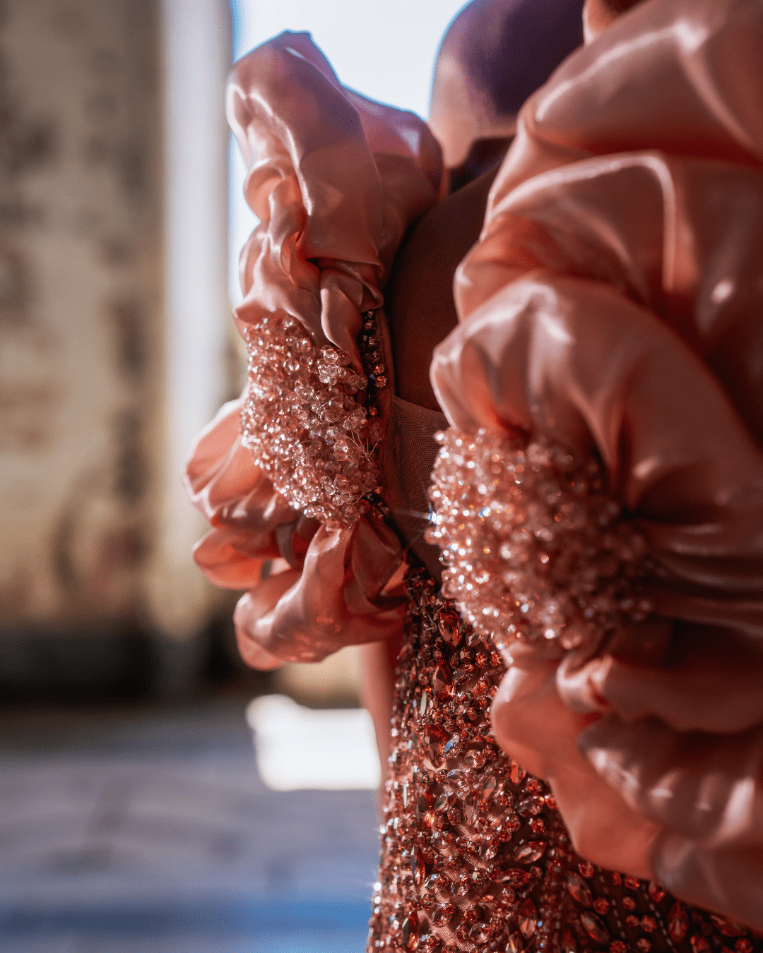 Arynele Pink Sleeveless Mermaid Dress with 3D Flowers - BLINI