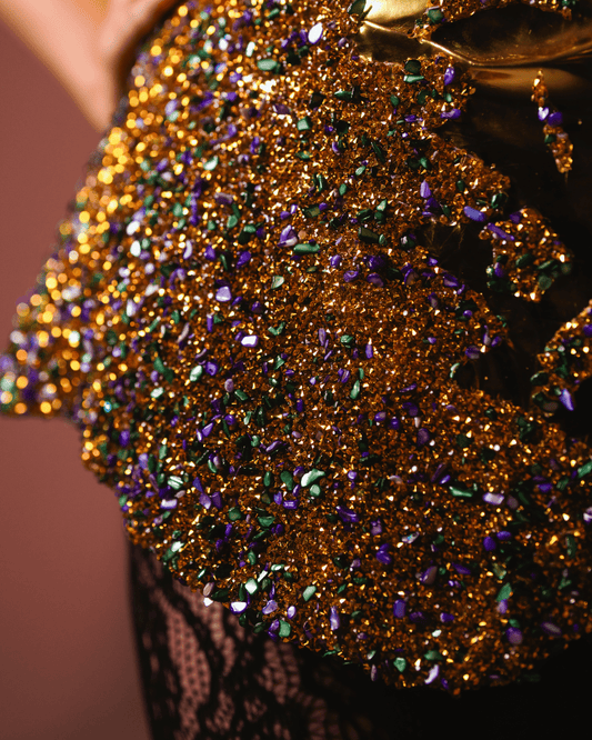 Ayones Sleeveless Corset with Leather and Beads - BLINI