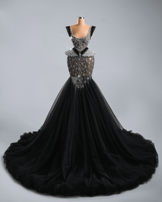 Baleria Black Dress with Crystals - BLINI