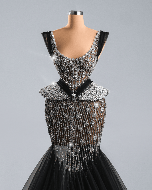 Baleria Black Dress with Crystals - BLINI
