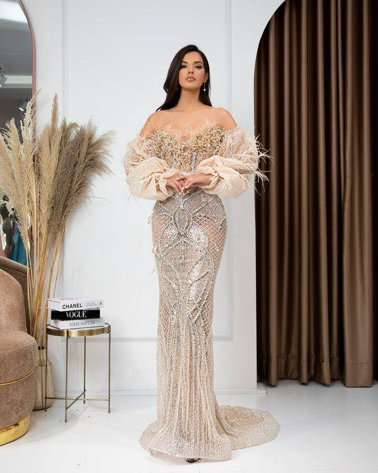 Belissandra Off - Shoulder Dress with Puff Sleeves - BLINI