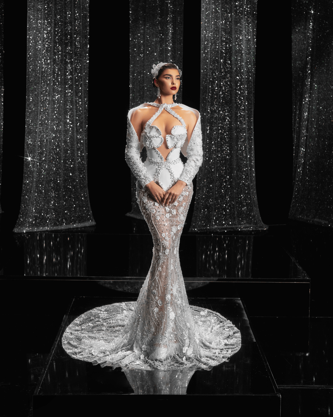 Berena Bridal Dress with Flower Details Cut - Outs - BLINI