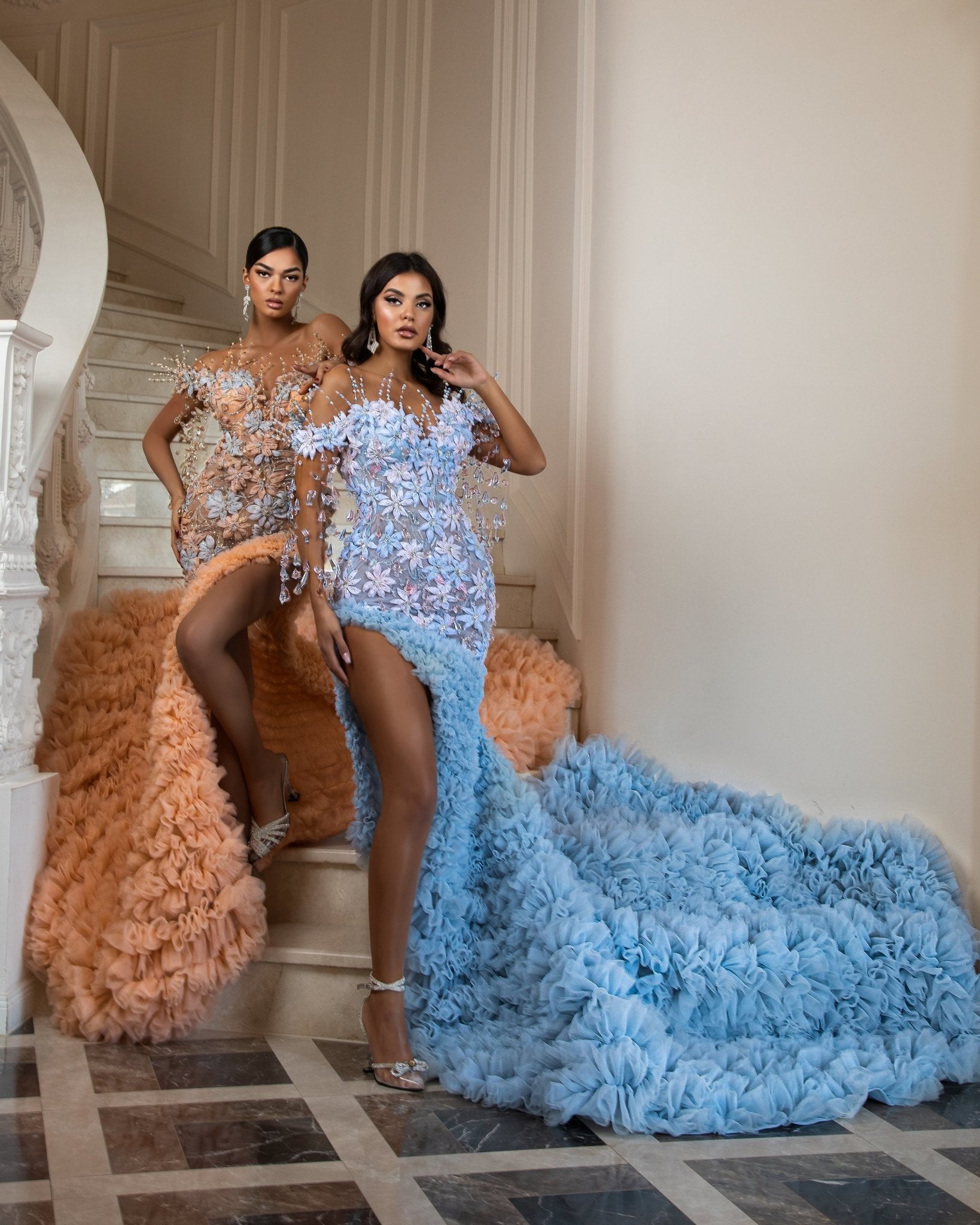 Berry Crystal and Flower Embellished Dress - BLINI