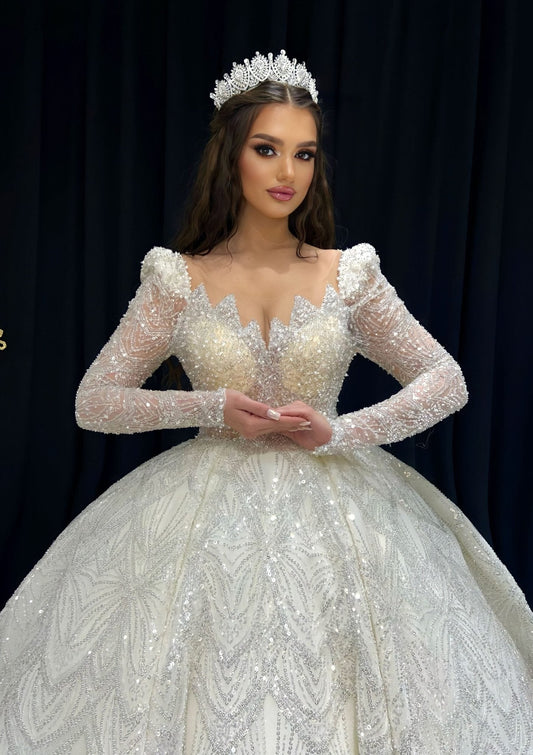 Bette Crystal and Stone Embellishments Bridal Dress - BLINI