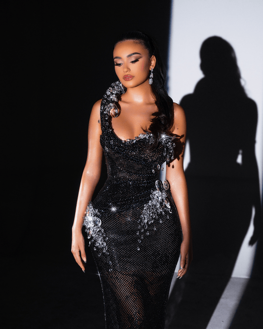 Blaora Black Long Sleeveless Dress with Crystals - BLINI