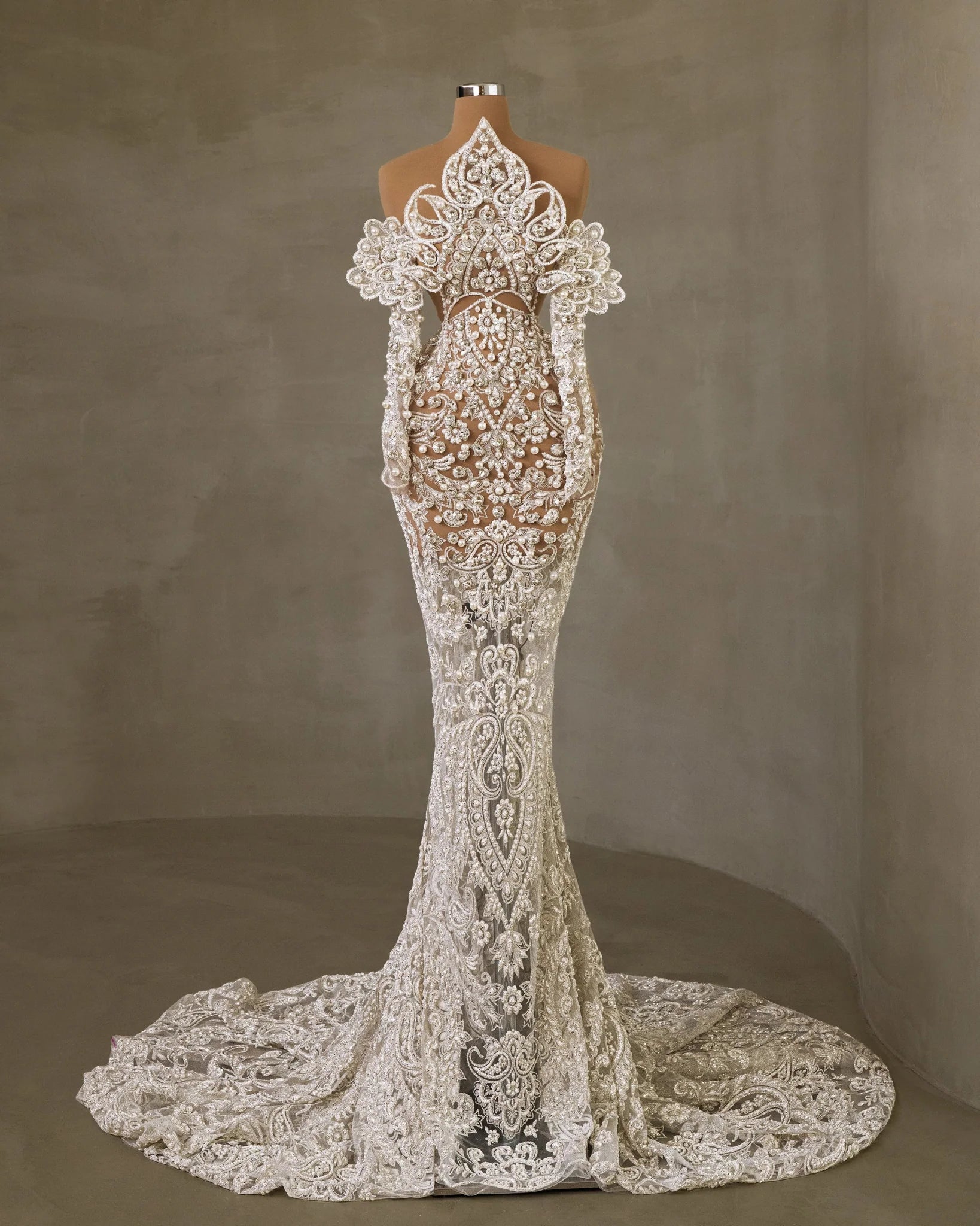 Celestrália Off Shoulder Bridal Dress with Pearls - BLINI