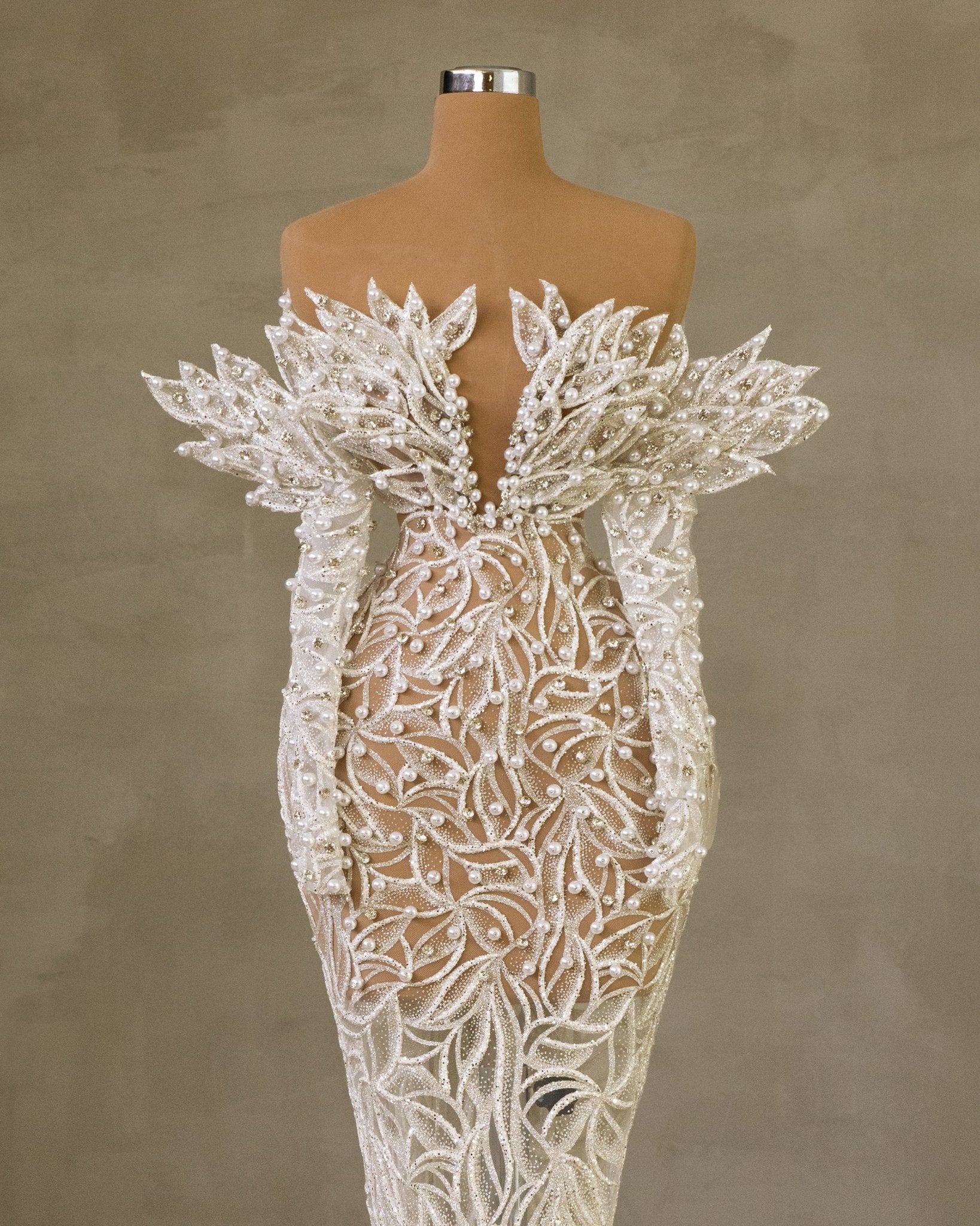 Celéstrina Off Shoulder Bridal Dress with Pearls - BLINI