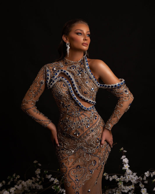 Cobra Snake Dress Embellished with Stones - BLINI