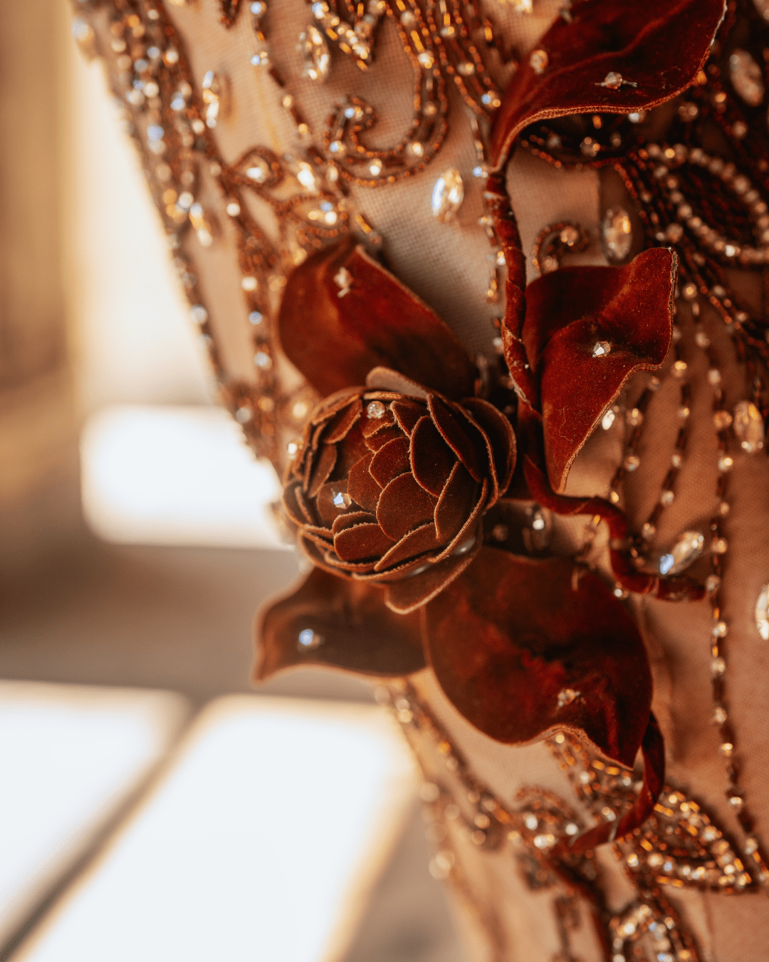 Cordelia Bronze Sleeveless Tulle Dress with Deep V Neckline - BLINI