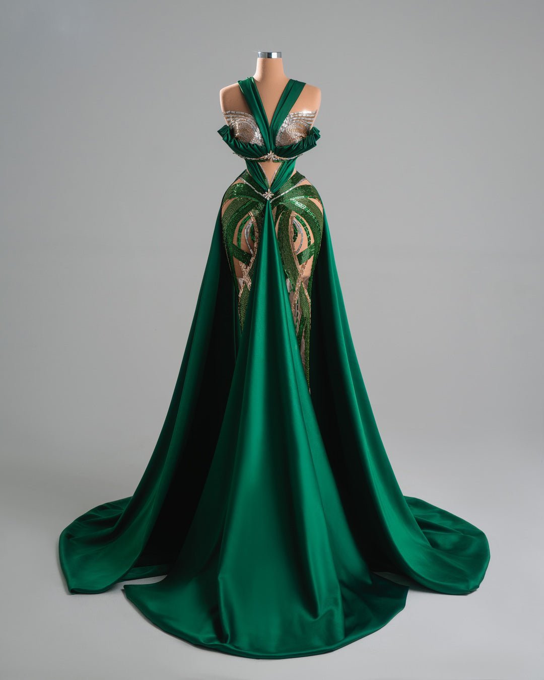 Dafne Emerald Green Dress with Crystals - BLINI