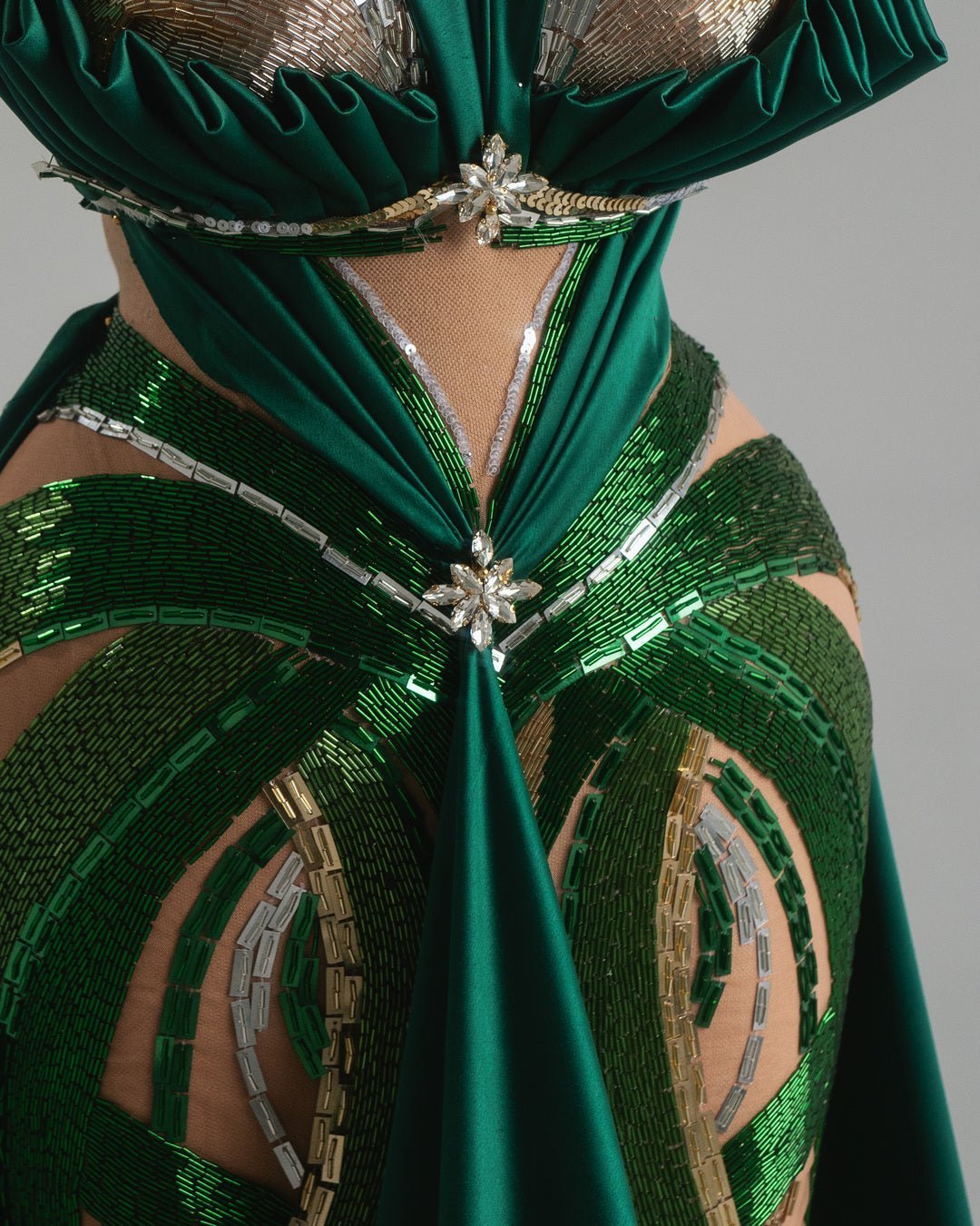 Dafne Emerald Green Dress with Crystals - BLINI