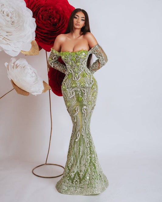 Delfiné Off Shoulder Dress with Crystals - BLINI