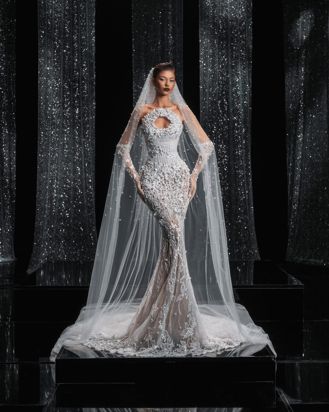 Donale Bridal Dress with Bold Circular Cutout at the Neckline - BLINI