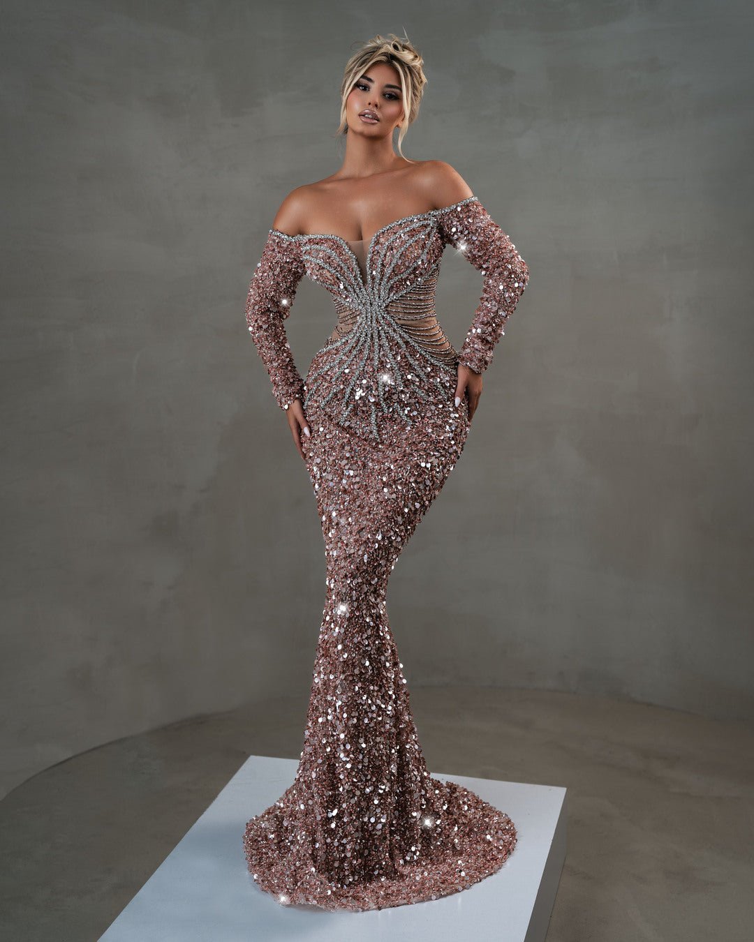 Elaia Light Pink Dress with Sequins - BLINI