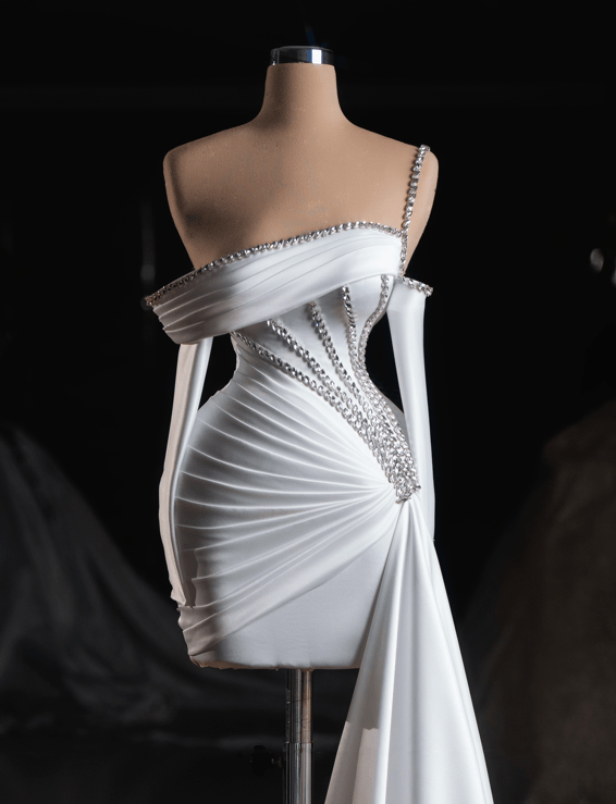 Elara Bridal Mini Dress One Shoulder - BLINI