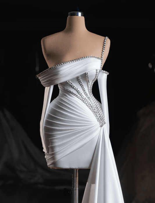 Elara Bridal Mini Dress One Shoulder - BLINI