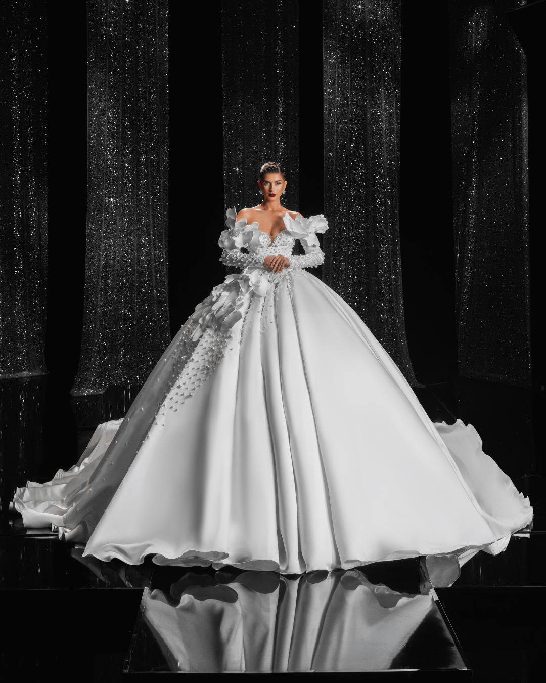 Elarissa Bridal Dress, with Flowers and Pearls - BLINI