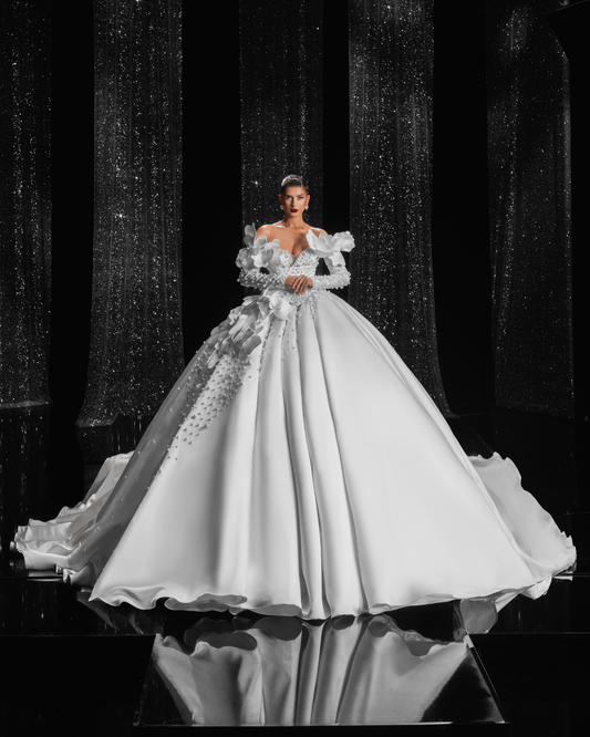 Elarissa Bridal Dress, with Flowers and Pearls - BLINI