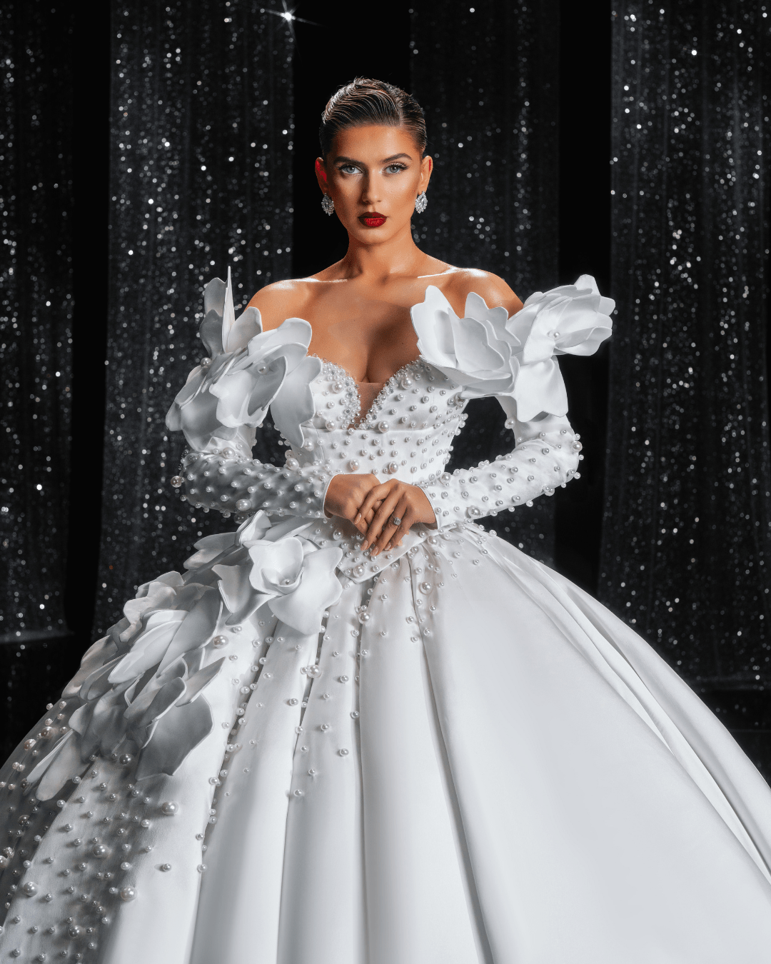 Elarissa Bridal Dress, with Flowers and Pearls - BLINI