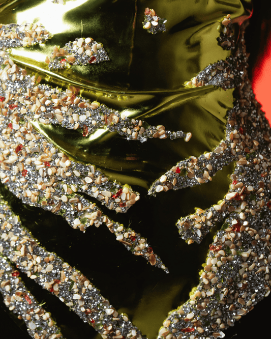 Falone Sleeveless Corset with Leather and Beads - BLINI