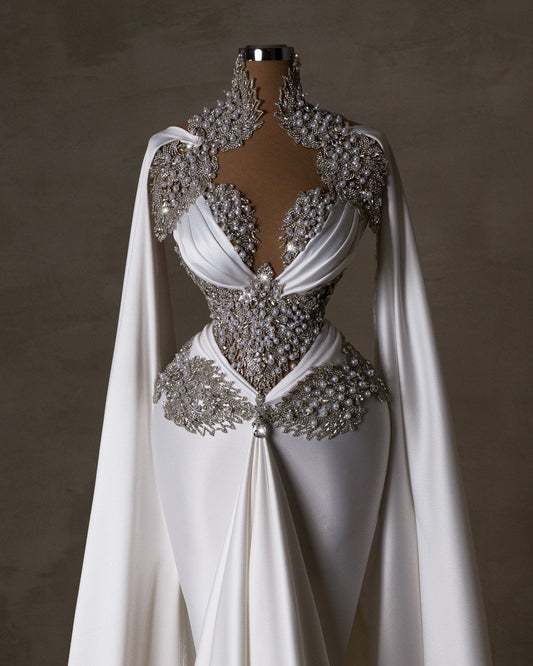 Fiorena Bridal Dress Embellished with Crystals and Pearls - BLINI