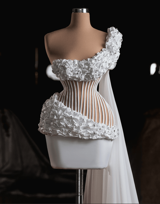 Fleur short bridal dress with satin fabric - BLINI