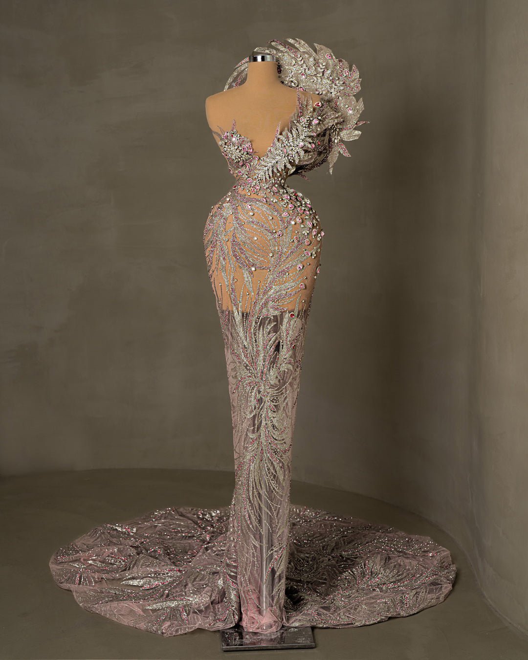 Fleur Silver Dress with Light Pink Details - BLINI