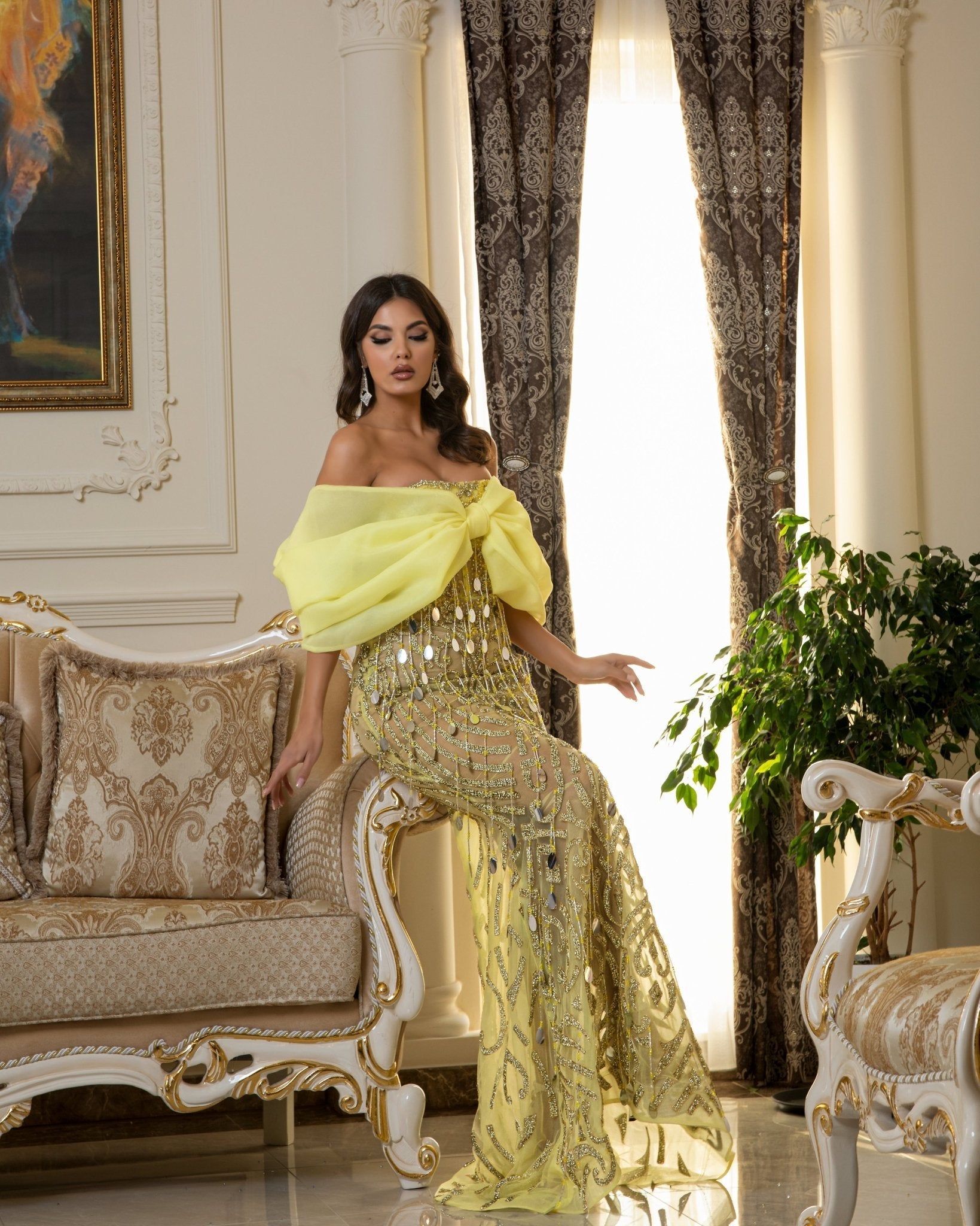 Frutta Off - Shoulder Dress with Dangling Tassels - BLINI