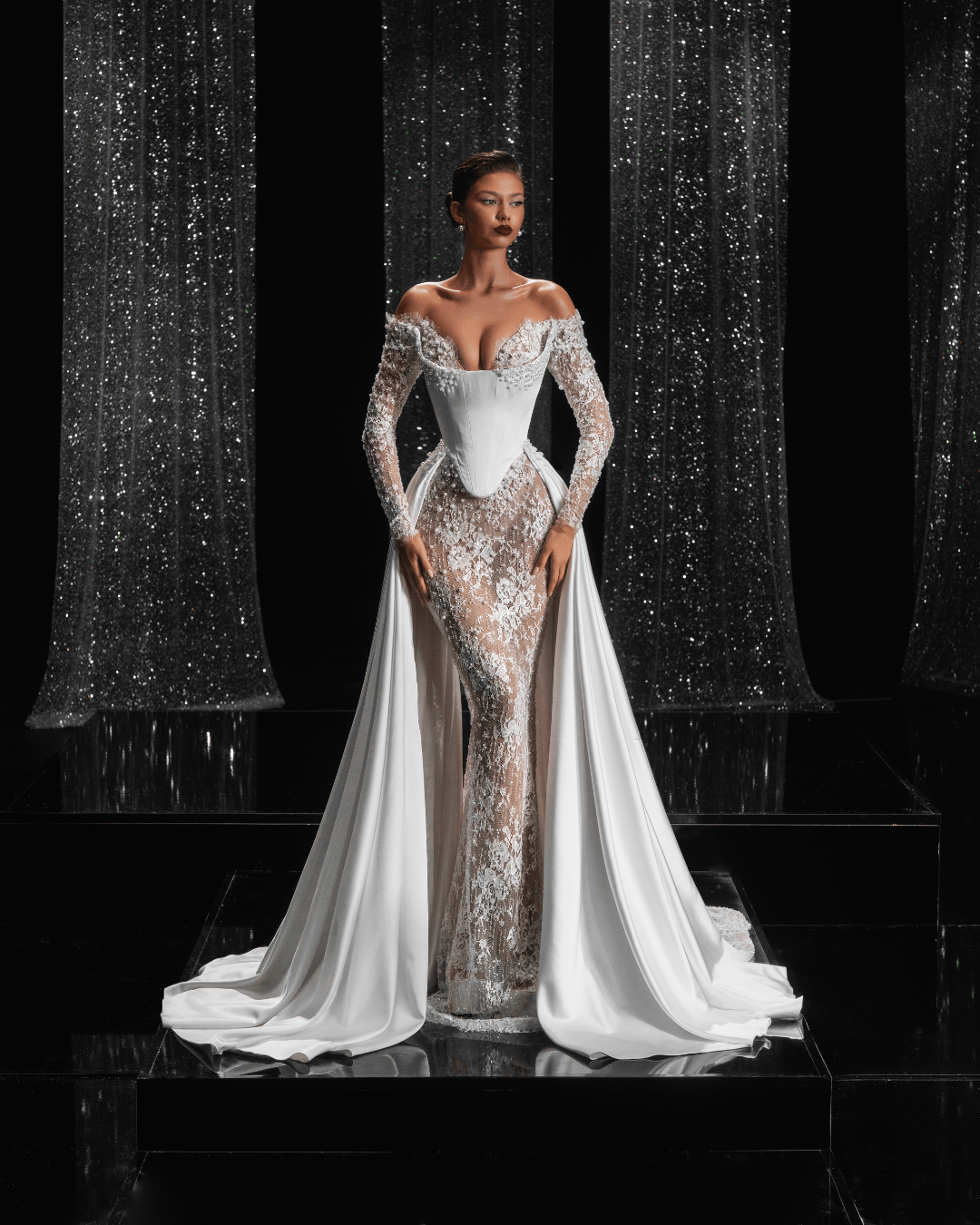 Helsie Bridal Dress Off SHoulder with Cape - BLINI