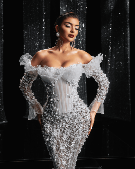 Heressa Bridal Dress Embellished with Pearls - BLINI