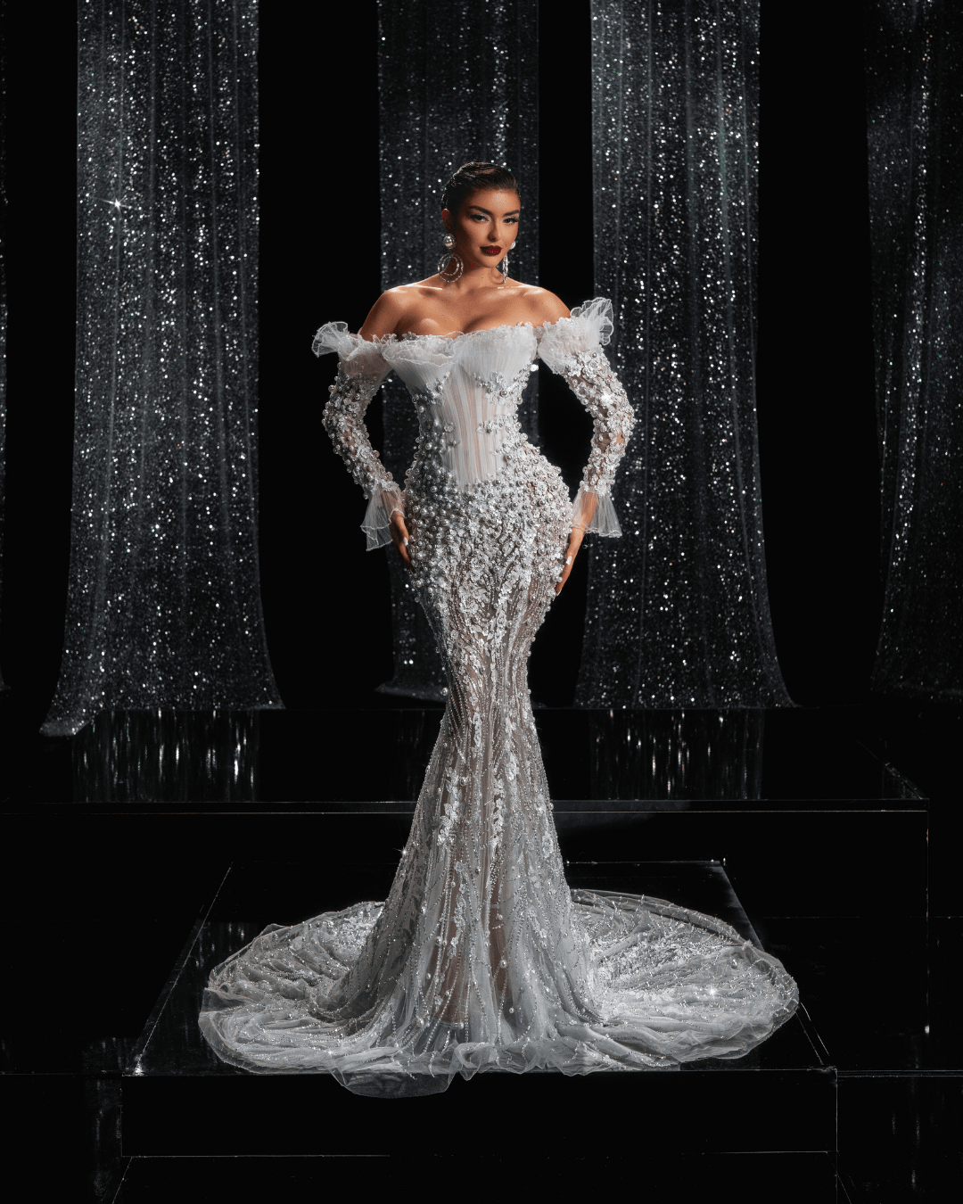 Heressa Bridal Dress Embellished with Pearls - BLINI