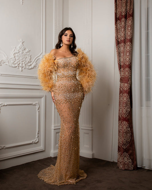 Hermosa Stone Asymmetrical Neckline Dress - BLINI