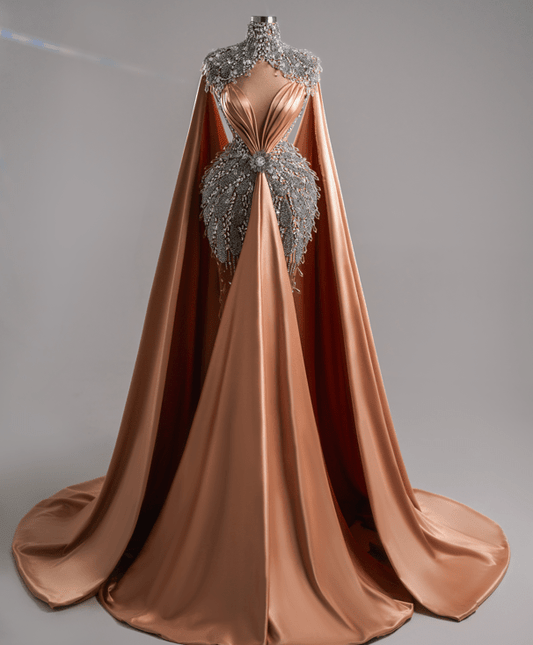 Hespera Bronze Dress Embellished with Crystals - BLINI