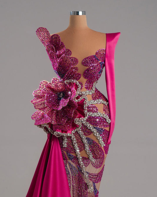 Jane Pink Dress with Crystal and Floral Design - BLINI
