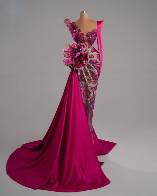 Jane Pink Dress with Crystal and Floral Design - BLINI