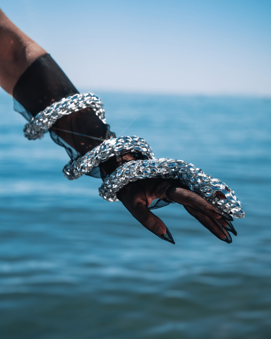 Jaria Sleeveless Sequin Dress with Sea Deatails and Snake - BLINI