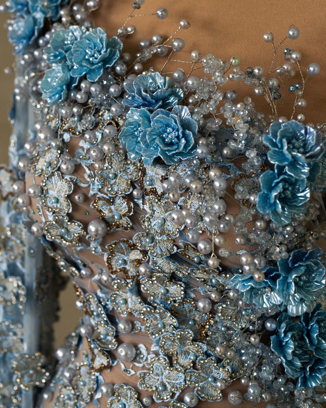 Jasmine Blue Dress with Flowers - BLINI