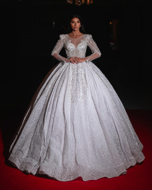 Jilianna Bridal Dress with Long Sheer Sleeves - BLINI