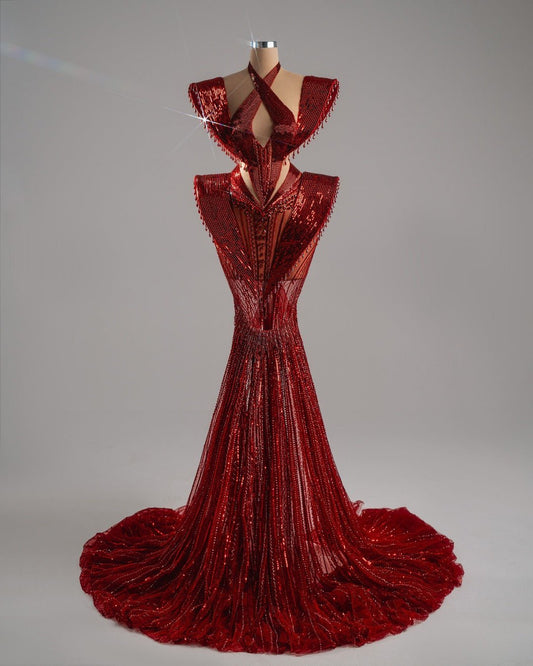 Joyeline Red Dress with Crystals - BLINI