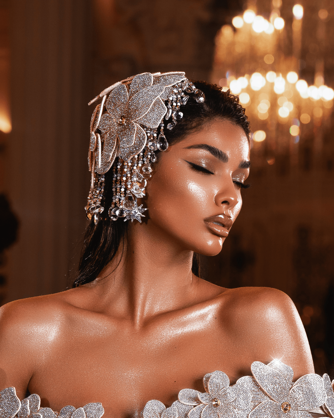 Jurena Pink Sleeveless Dress with Flowers and Cape - BLINI