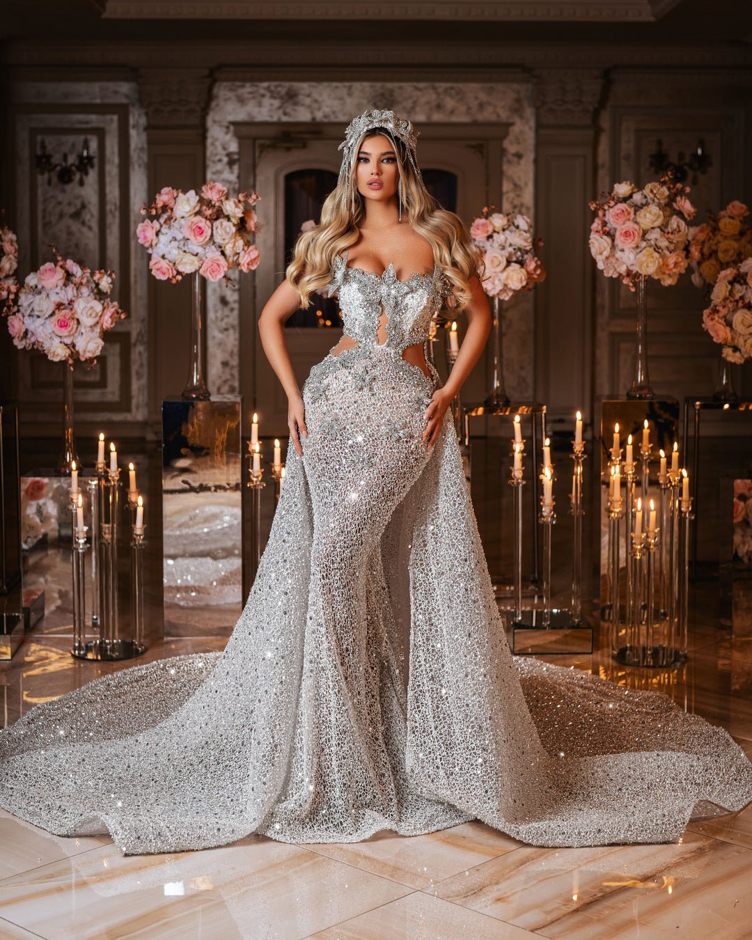 Kalyá Bridal Dress with Crystals and Overskirt - BLINI